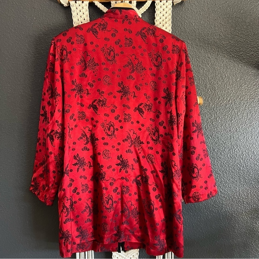 Vintage Karen Kwong R&M Richards Asian Oriental Red Kimono Cardigan 14 USA - Picture 2 of 7